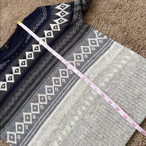 J. Crew Nordic Fair Isle Navy Grey Wool Blend Crewneck Sweater - Picture 5 of 8